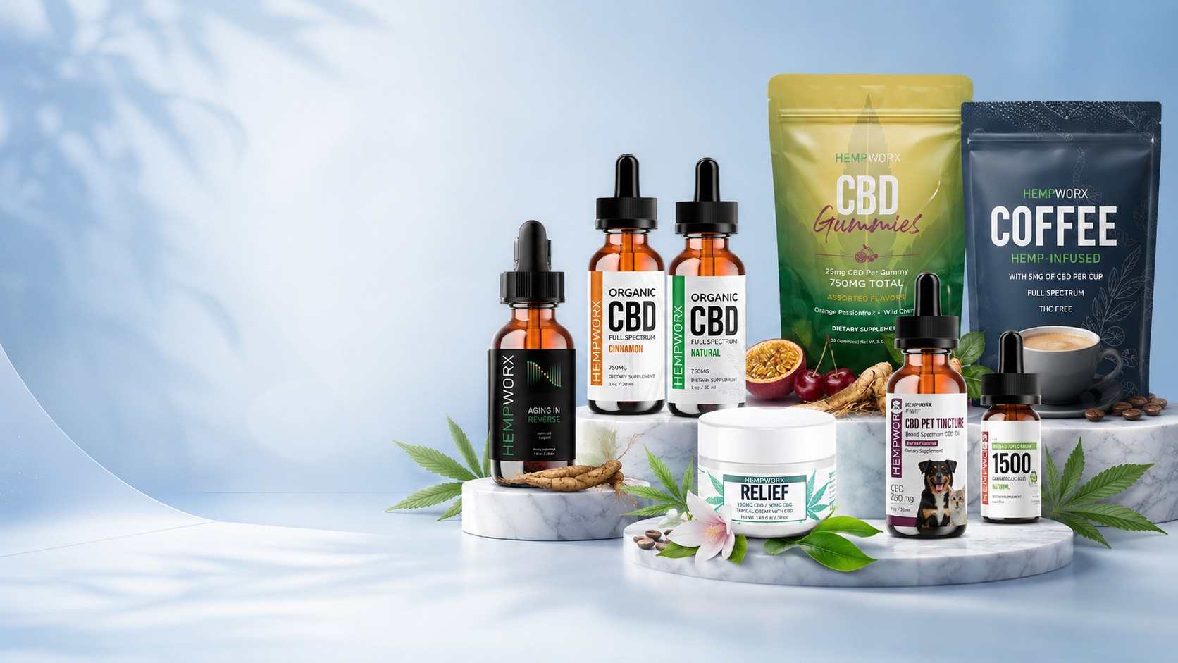 HempWorx CBD oils, gummies, Relief Cream, pet CBD and hemp wellness products from Directly Hemp